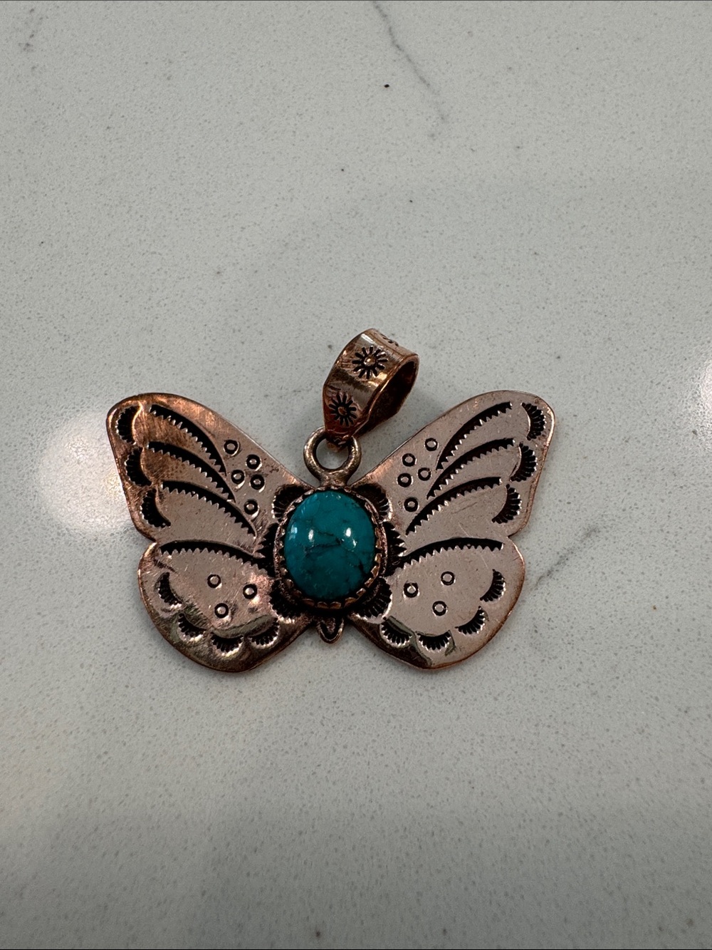 Turquoise Copper Butterfly Pendant